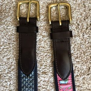 Pre-owned vineyard vines leather patterned belts
